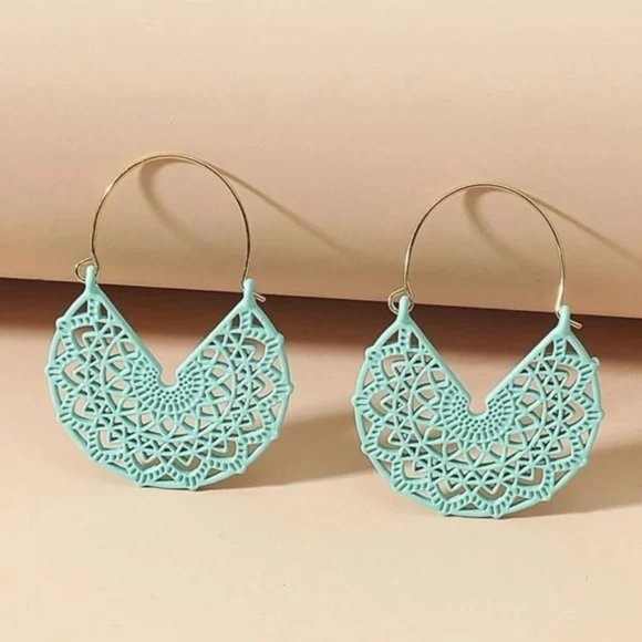 Boho Basketweave Hoop Earrings - Picture 1 of 4